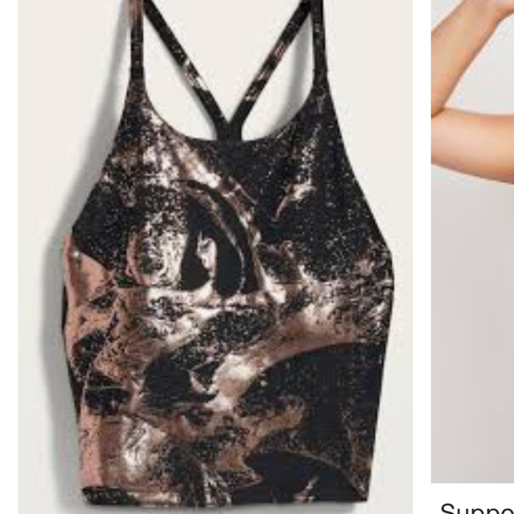 Old Navy Powersoft Longline Sports Bra - black and rose gold, new with tags